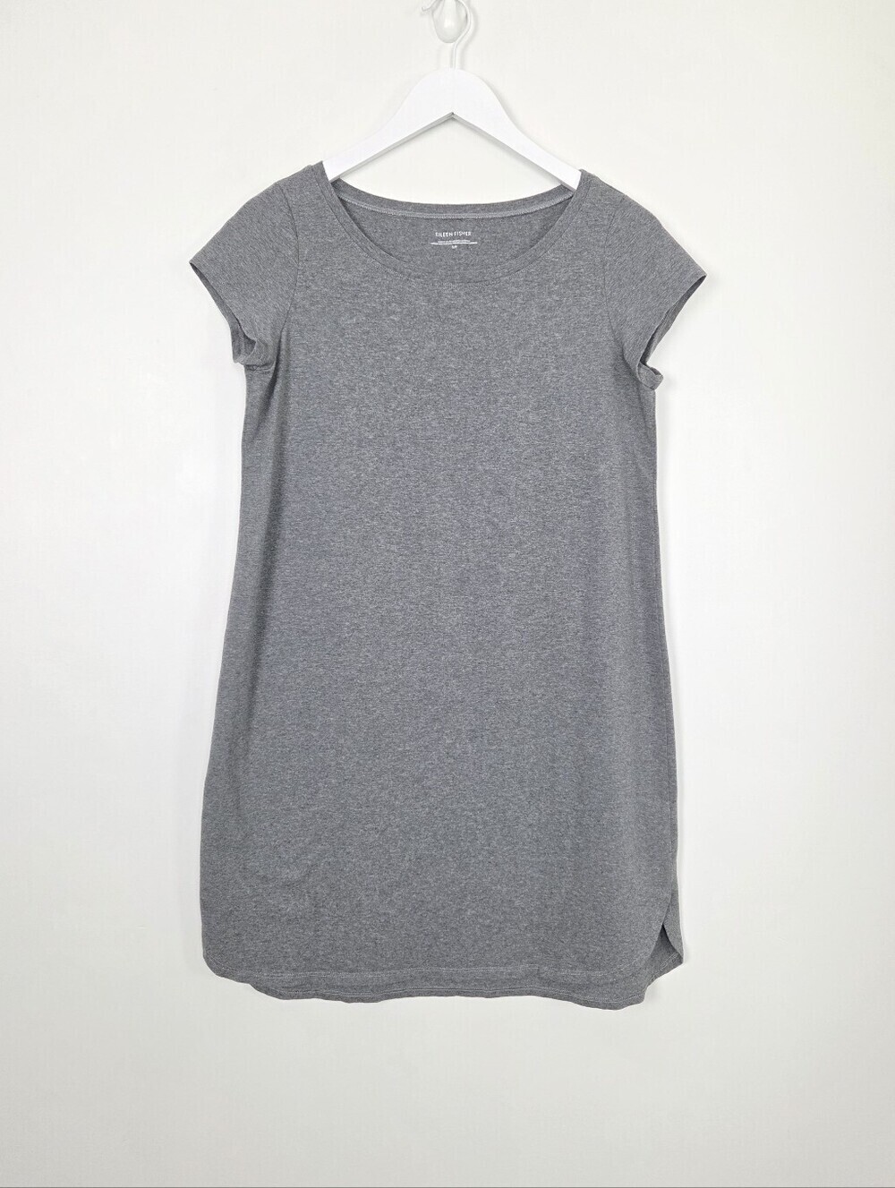 Eileen Fisher Women's Petite Size Small T-Shirt Dress Light Gray Short Sleeve